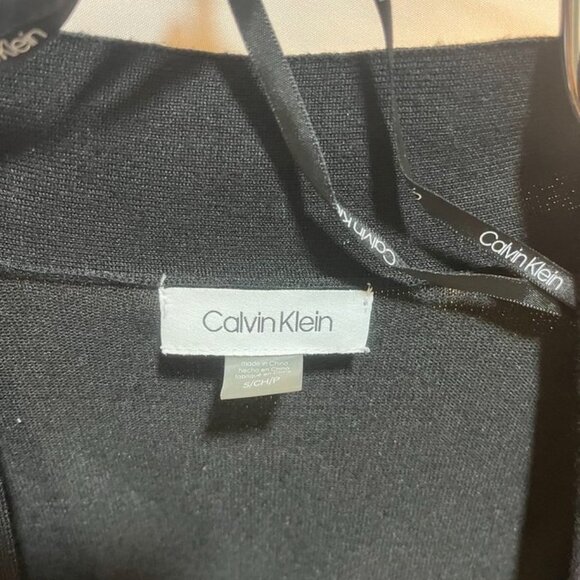 Calvin Klein Ruffle Bell Sleeve Open Front Cardigan Black S - Picture 4 of 9